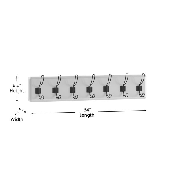 Winston Porter Deans Wall Mounted Solid Pine Wood Storage Rack with 7 Hanging Hooks & Reviews